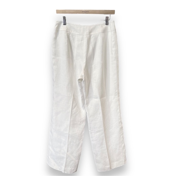 Talbots Irish Linen Flat Front White Pant Trousers Coastal Grandma Structured 10 - Picture 11 of 11